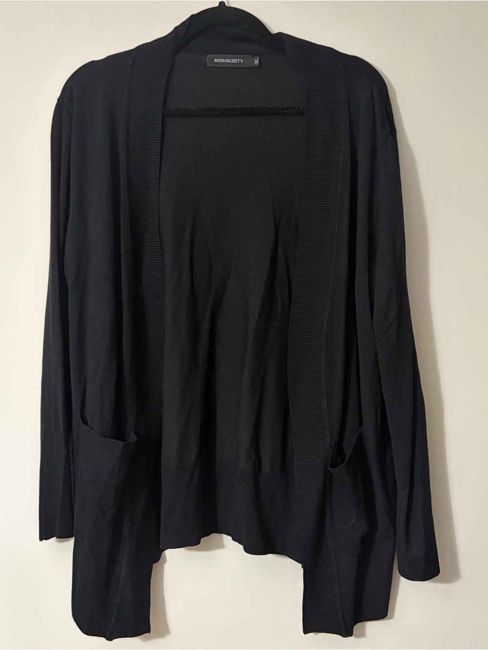 Amazon Open-Front Black Women's Cardigan with Pockets
